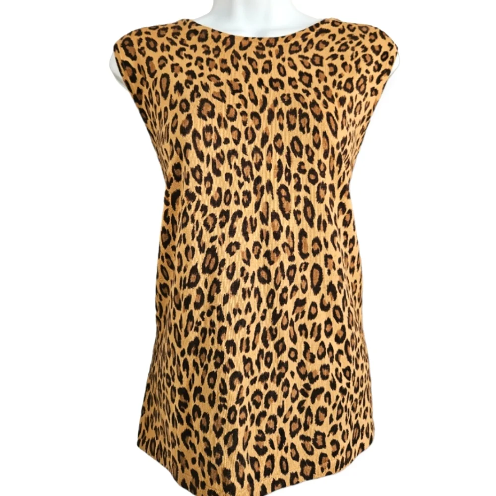 NWOT Kate Hill tan & brown leopard print Merino wool shell sweater Women XLarge